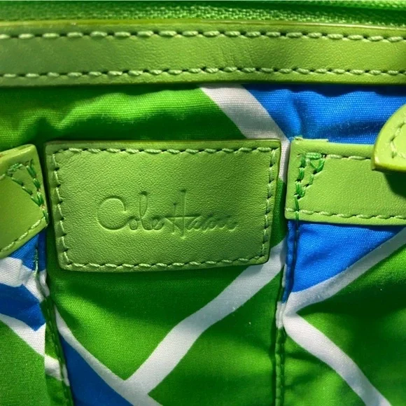 Cole Haan Straw Hobo Tote Kiwi Green Leather Summer Coastal Beach Bag - Picture 4 of 12